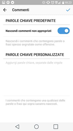 filtro commenti instagram